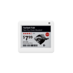 Opticon SE-420 e-paper price label on a counter display showing price and offer badge