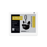 SE-583RY digital price tag on a retail shelf edge showing a red promotional markdown